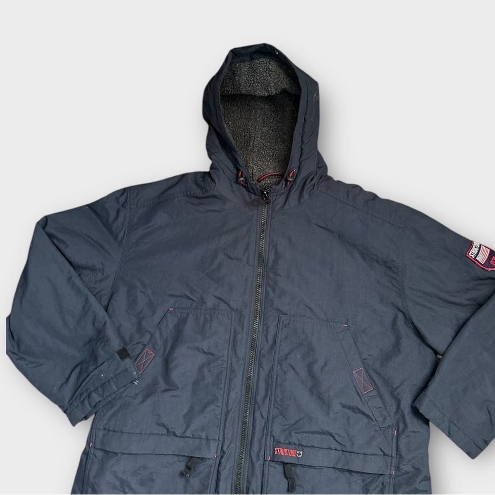 Vintage Structure Parka Jacket Navy Blue Men’s Size XL - Picture 3 of 9